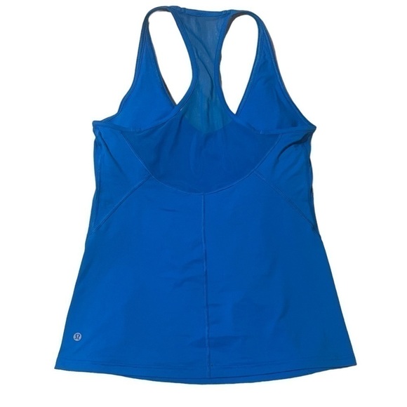 Lululemon Blue Lightweight V Neck Mesh Back Racerback Tank Top Size 4 - Picture 2 of 5
